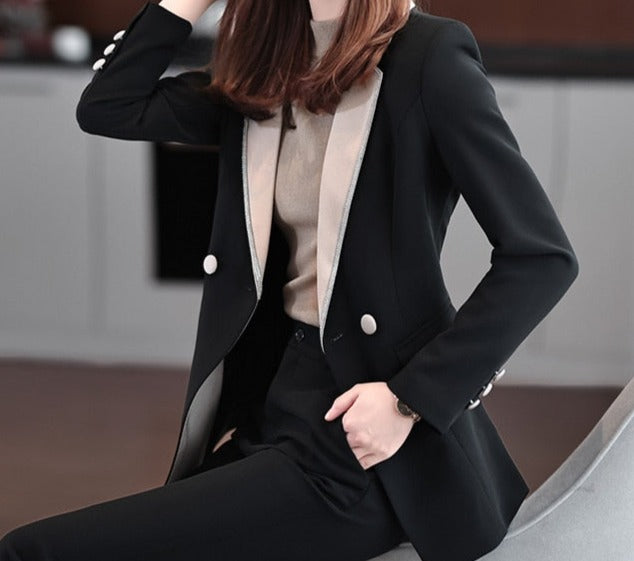 2 Piece Long Sleeve Business Blazer and Pant Suit