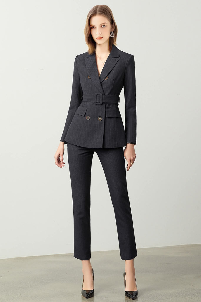 knee length dresses for ladies Leely 2 Pieces Blue Velvet Single Button Women's Suits – leelyuk