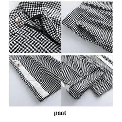 Contrast hounds tooth pants suit