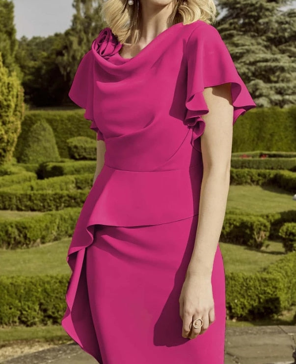 Short Sleeve Crepe Drop Neck Midi Dress – EDKAY COLLECTION UK
