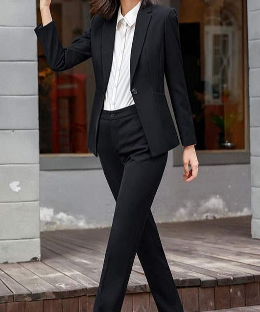 2 Piece Single Breasted Blazer and Pants Suit in Royal Blue, Grey and Black