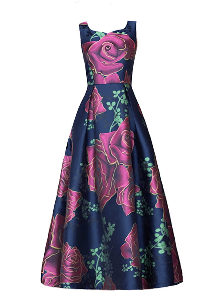 Sleeveless Boho Floral Maxi Dress