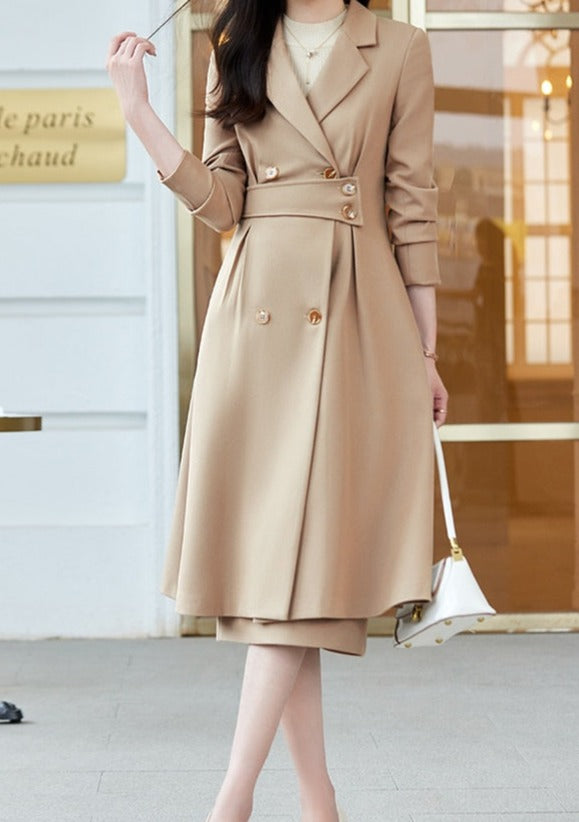 2 Piece Long Sleeve Business Elegant Blazer and Skirt Set