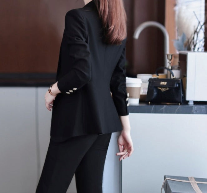 2 Piece Single Breasted Long Sleeve Office Suits with Blazer and Pants