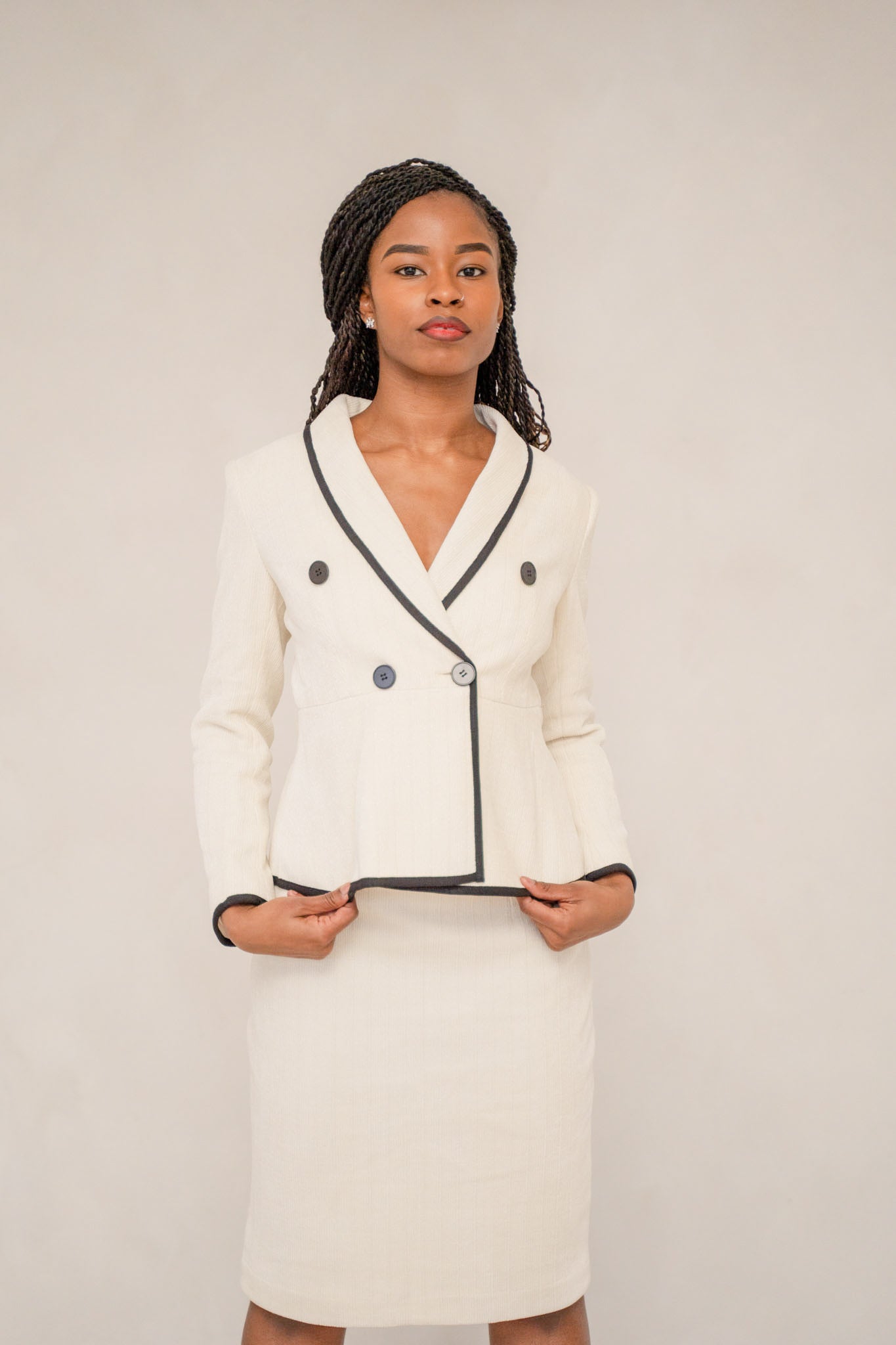 Pencil Outfits With Beige Jacket Pencil Dress With Belt And