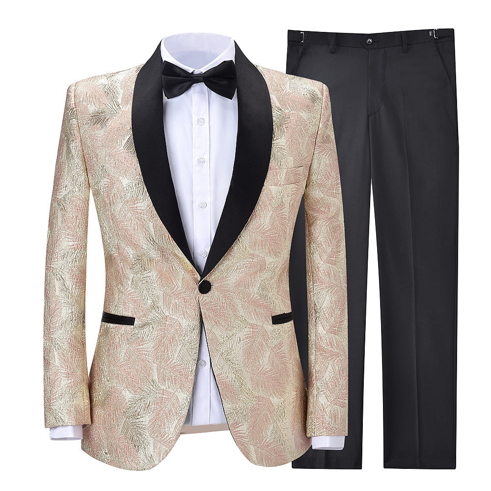 2 Piece Quilted Suits, Floral quilt suit in beige and black pants