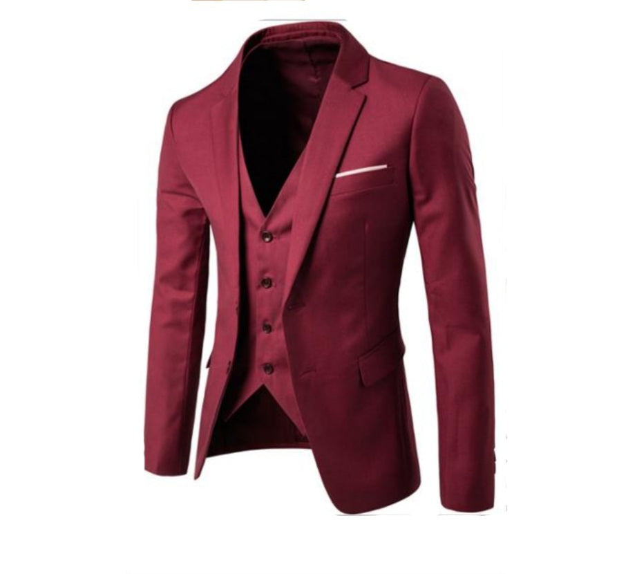 Men's cotton 3-piece suit - burgundy *Please allow 2 weeks*