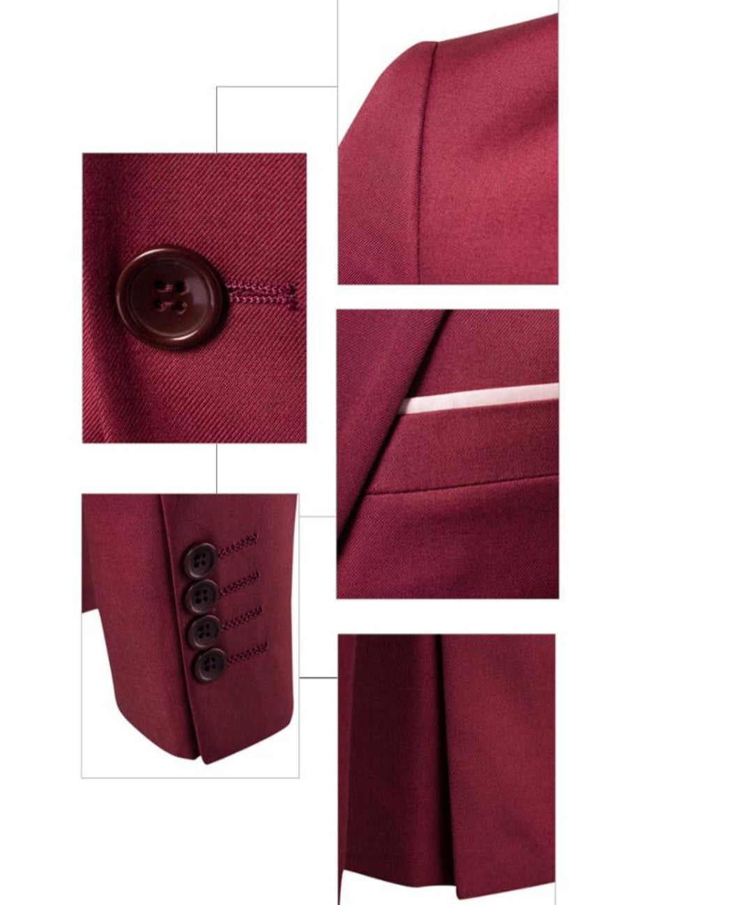 Men's cotton 3-piece suit - burgundy *Please allow 2 weeks*