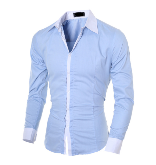 Men's cotton sky blue button down shirt