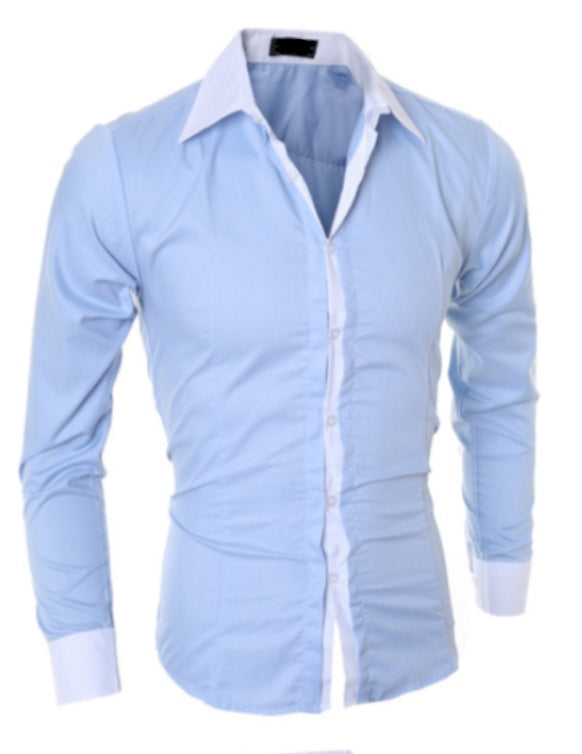 Men's cotton sky blue button down shirt
