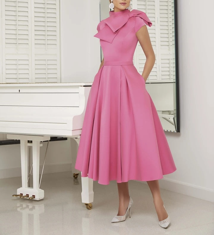Pink Candy Short Sleeve Wear Bow Dress