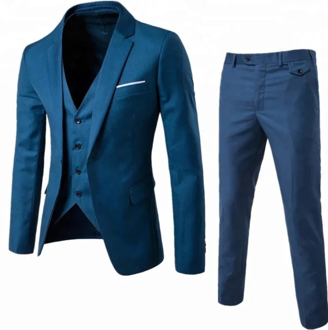 Men's 3 piece tuxedo suit - teal, turquoise